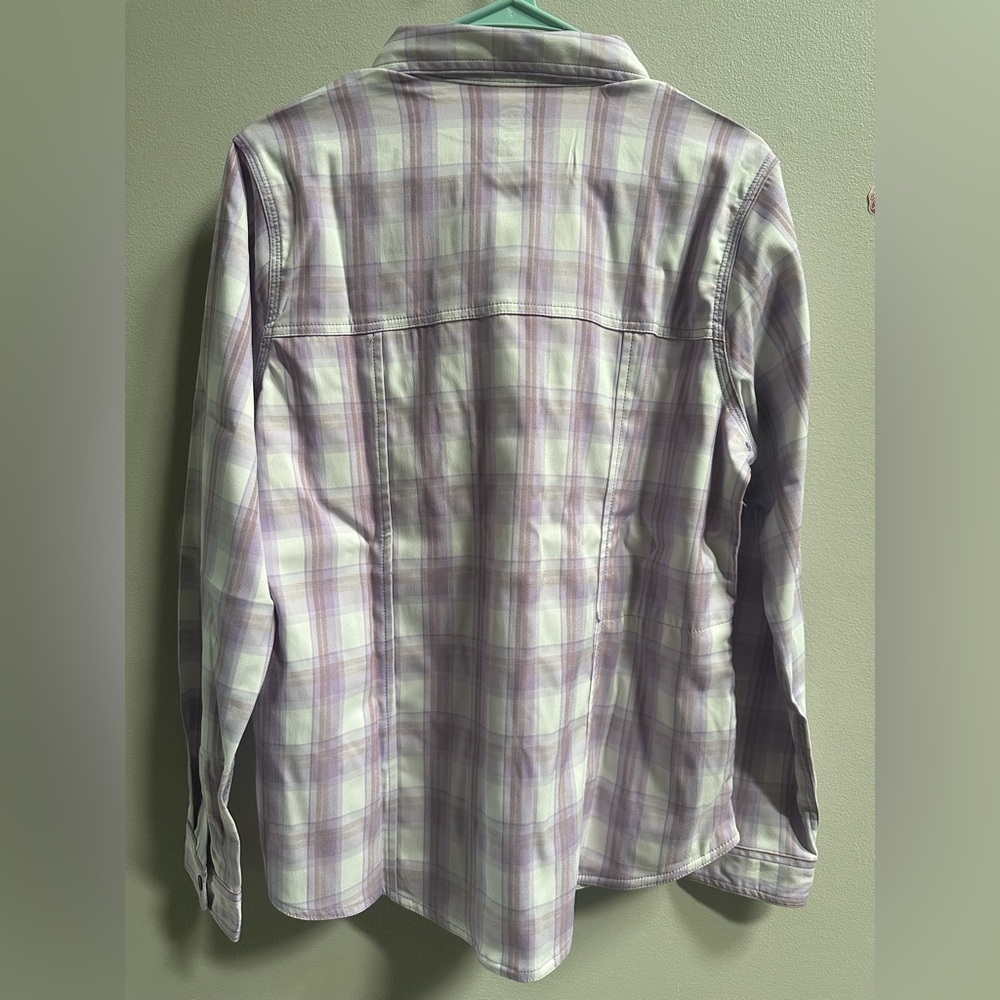 NEW Dickies Cooling Roll-Tab Work Shirt in Purple‎ Rose Hillside Plaid Women’s M - Picture 12 of 12